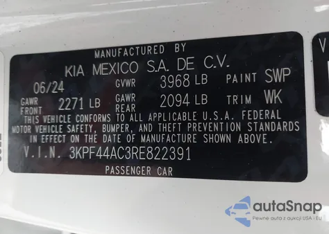 2024 Kia Forte Gt from USA, damaged, VIN 3KPF44AC3RE822391